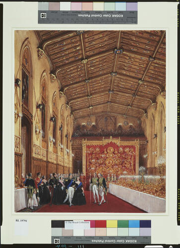 Queen Victoria and Louis-Philippe entering St Georges Hall for the Garter Banquet, 11 October 1844