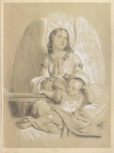 A angel watching over a sleeping child