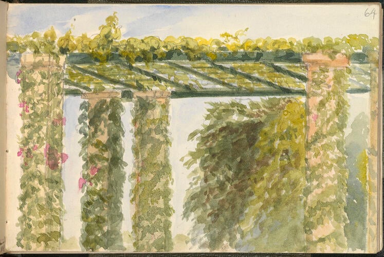 Master: SKETCHES FROM NATURE V. R. MDCCCLV TO MDCCCLVX
Item: Study of the pergola at Osborne