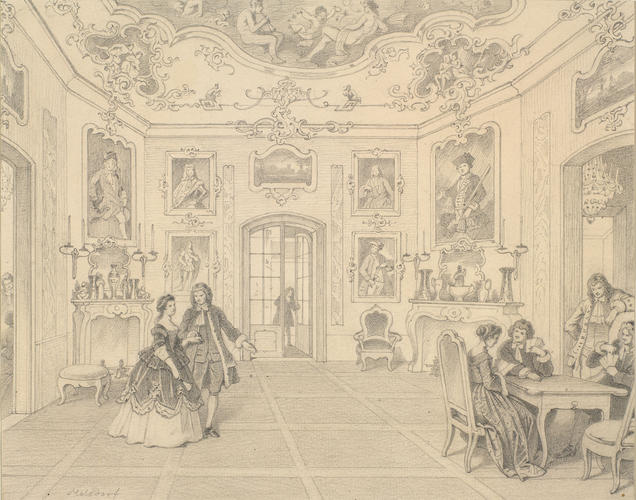 Schloss Molsdorf: reconstruction of an interior with figures playing cards Schloss Molsdorf: reconstruction of an interior with figures playing cards