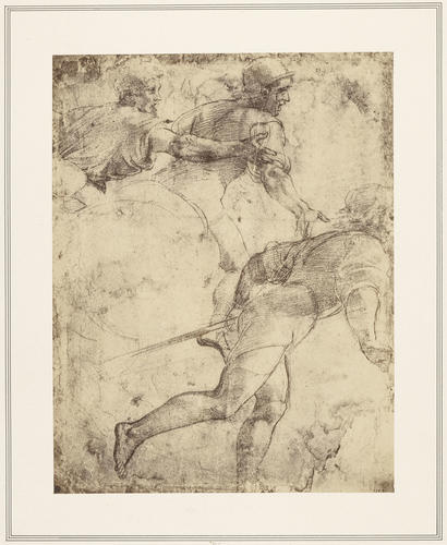 Study of two horsemen and a running footsoldier