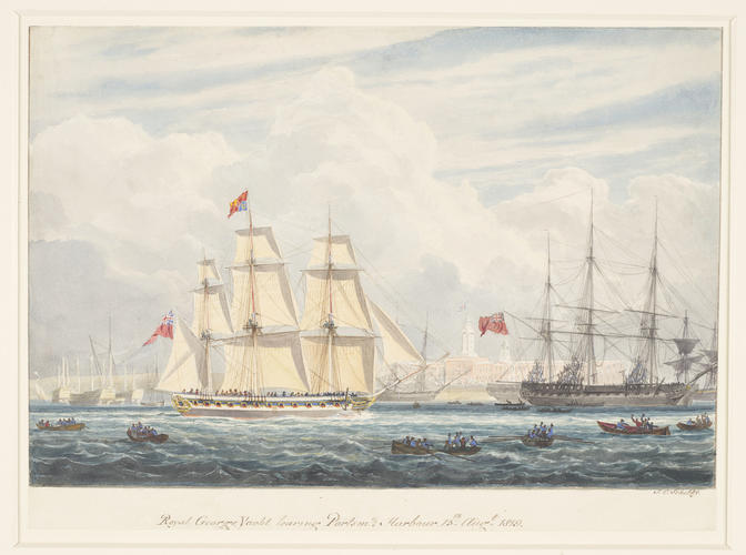 The Royal George Yacht leaving Portsmouth Harbour, 13 August 1819