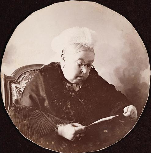 Queen Victoria (1819-1901) wearing spectacles
