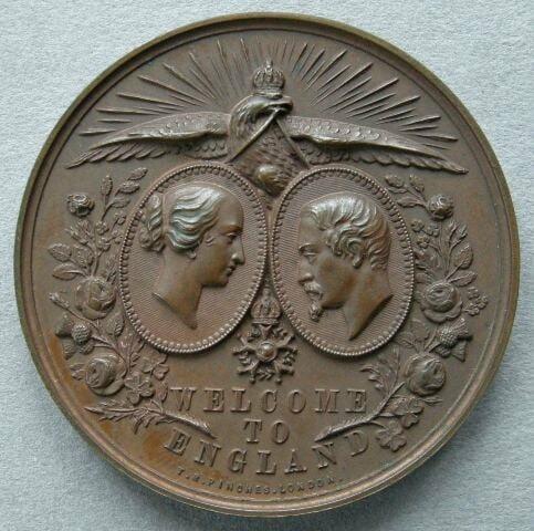 France. Medal commemorating the visit of Napoleon III and the Empress Eugénie to England, 1855 France. Medal commemorating the visit of Napoleon III and the Empress Eugénie to England, 1855