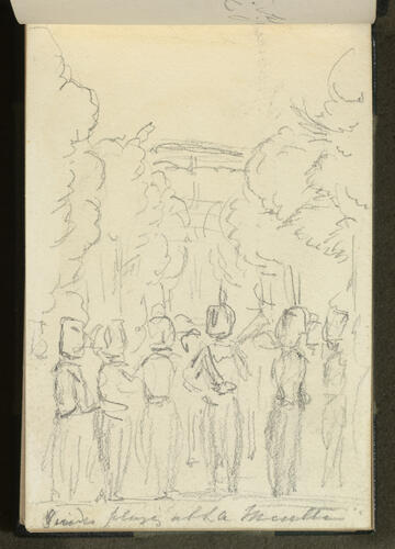 Master: SKETCHES FROM NATURE V. R. MDCCCLV TO MDCCCLVX
Item: Guides playing at La Muette