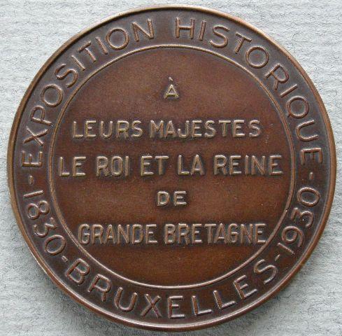 Belgium. Medal commemorating the visit of King George and Queen Mary to the Historical Exhibition at Brussels Belgium. Medal commemorating the visit of King George and Queen Mary to the Historical Exhibition at Brussels