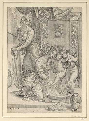 The Virgin bathing the Christ Child with the Infant Baptist and St Anne