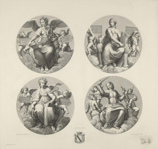 The four roundels painted on the vault of the Stanza della Segnatura