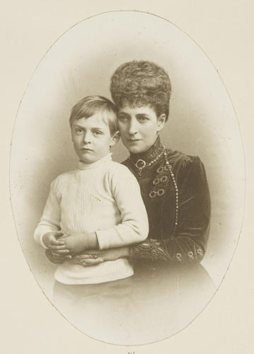 Queen Alexandra with her grandson, King Olav V of Norway, when Prince Olav