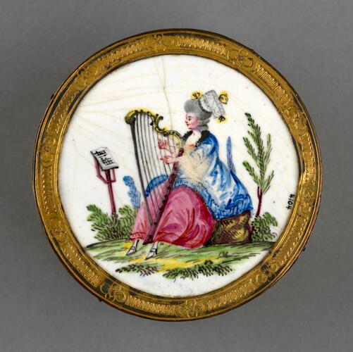 Gilt copper and enamel box