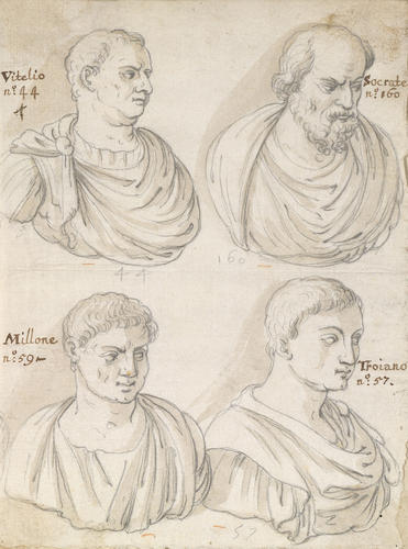 Four antique male busts Four antique male busts