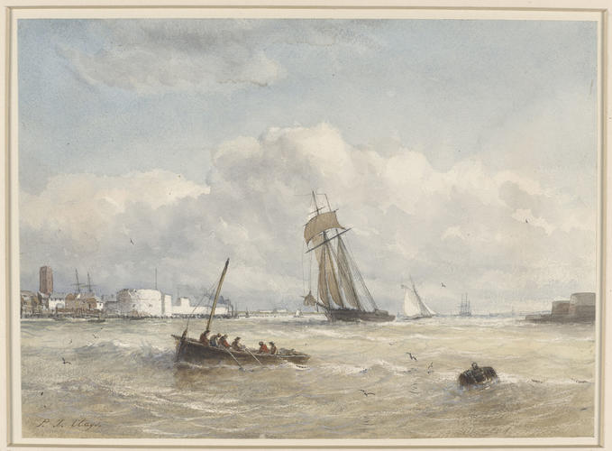 Spithead from the sea with a rowing boat