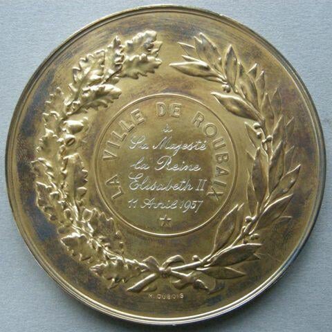France. Medal commemorating the visit of The Queen to Roubaix, April 1957