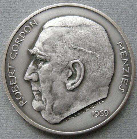 Australia. Uniface laudatory medal of R. G. Menzies Australia. Uniface laudatory medal of R. G. Menzies