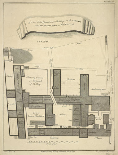 A Plan of the ground and buildings in the Strand, called the Savoy, taken in the year 1736