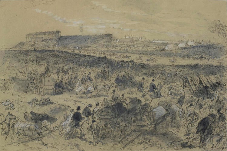 Visit of the Prince and Princess of Wales to Ireland, April 1868: Punchestown Race Course during the races, 16 April