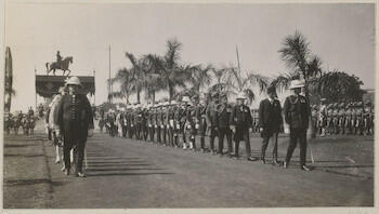 Procession away from the All-India King Edward VII Memorial, Delhi: Edward, Prince of Wales. Royal Tour of India, 1921-1922
