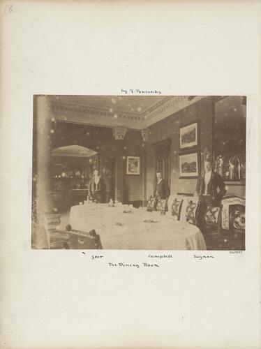 Photograph of the Dining Room at Balmoral Castle with Pages, c. 1895