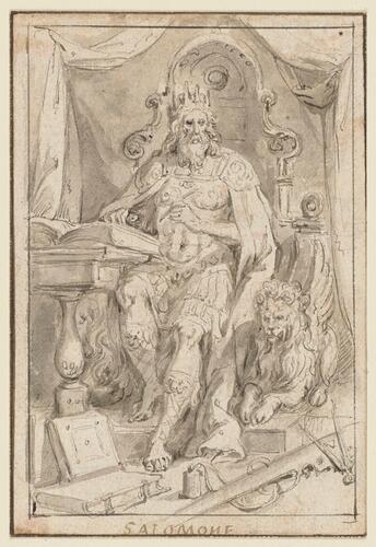 Solomon seated on his throne
