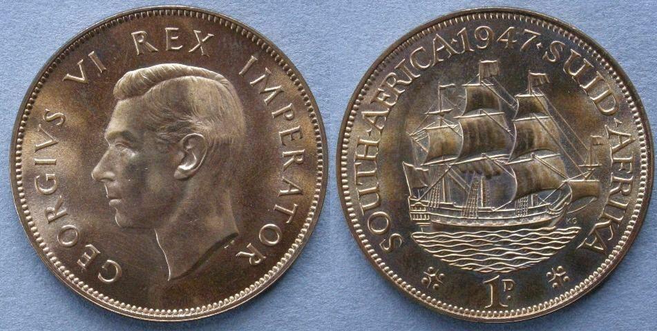 Union of South Africa. 	George VI proof penny 1947