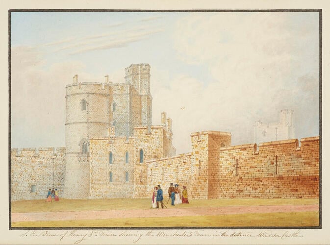 S. E. View of Henry 3rd Tower shewing the Winchester Tower in the distance Windsor Castle