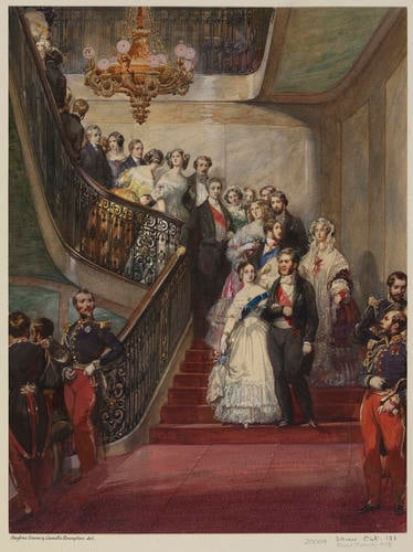 Royal visit to Louis-Philippe: the staircase of the Chateau d'Eu