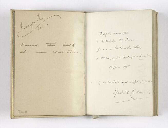 The Form and order of the service that is to performed and of the ceremonies that are to be observed in the Coronation of Their Majesties King George V and Queen Mary in the Abbey Church of S. Peter Westminster. . . 22nd day of June, 1911