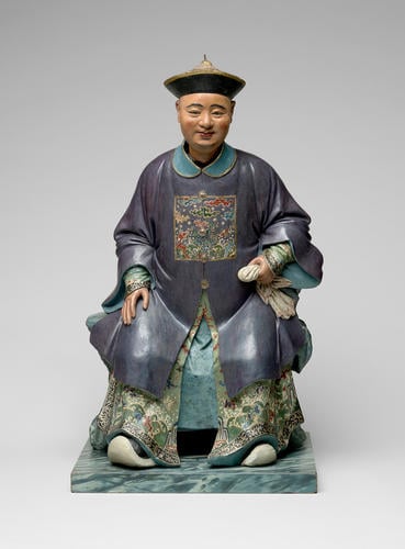 Clay figure of a seated mandarin