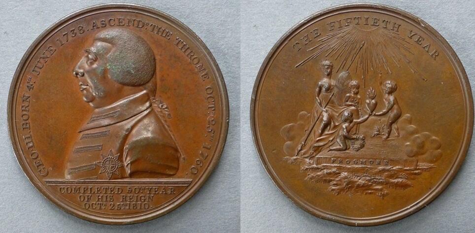 Medal commemorating the Golden Jubilee of the reign of King George III, 1810 Medal commemorating the Golden Jubilee of the reign of King George III, 1810