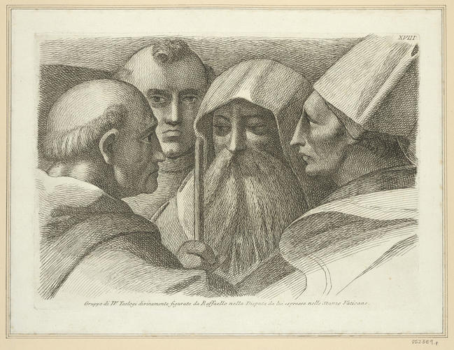 Master: Set of twenty-seven heads from 'The Disputa'
Item: Heads of four ecclesiastics [from 'The Disputa']
