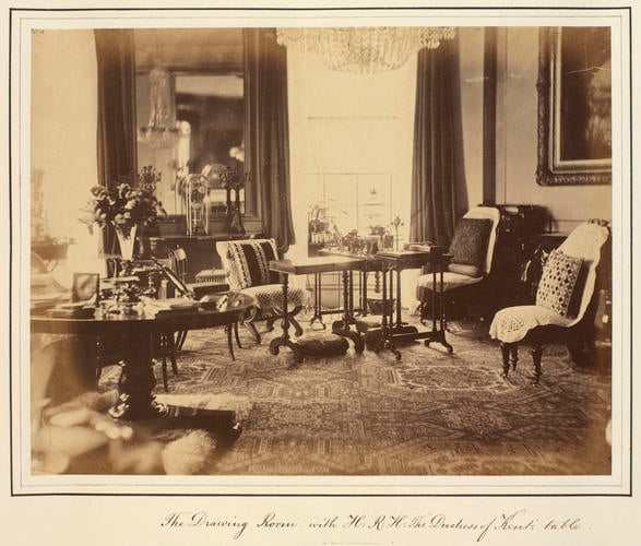 'The Drawing Room with H. R. H. The Duchess of Kent's table. '