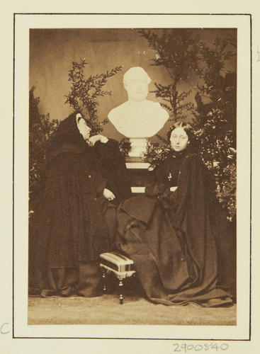 Queen Victoria and Princess Alice with a bust Prince Albert