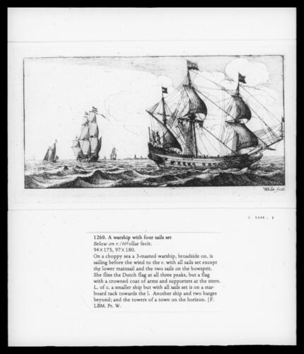 A warship with four sails set A warship with four sails set