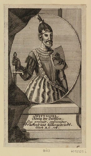 Master: [Engravings of legendary rulers of Saxony]
Item: WITTGISEL Konig der Sachsen