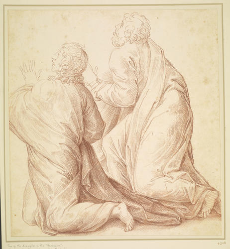 Two kneeling figures, to left Two kneeling figures, to left