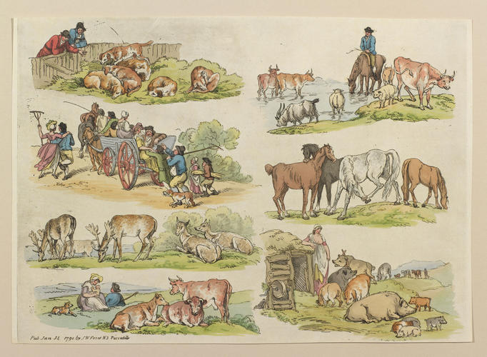 Picturesque Etchings: 'Huntsmen Visiting the Kennels' and other rural studies