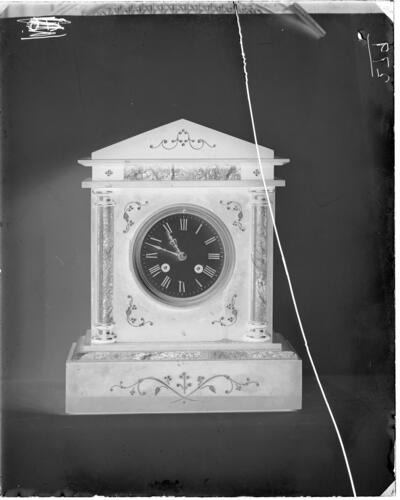 Glass plate negative of a clock Glass plate negative of a clock
