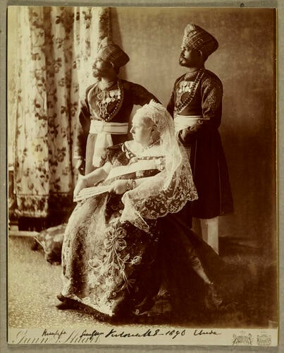 Queen Victoria (1819-1901) with her Indian attendants, Mustafa and Chidda