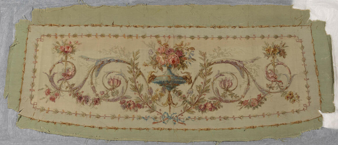 Tapestry sofa seat with vase and flowers Tapestry sofa seat with vase and flowers