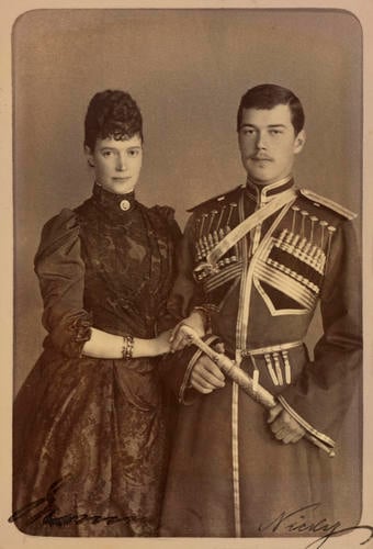 Maria Feodorovna, Empress of Russia and Nicholas II, Emperor of Russia, when Tsesarevich