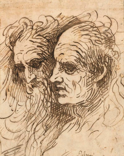 The heads of two men