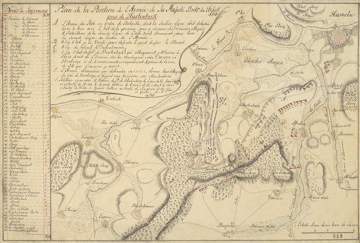 Map of Hastenbeck, 1757 (Hastenbeck, Lower Saxony, Germany) 52?04'44