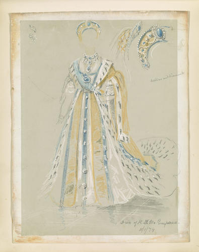 Full-length study of dress and jewelled headdress of the Empress of Russia