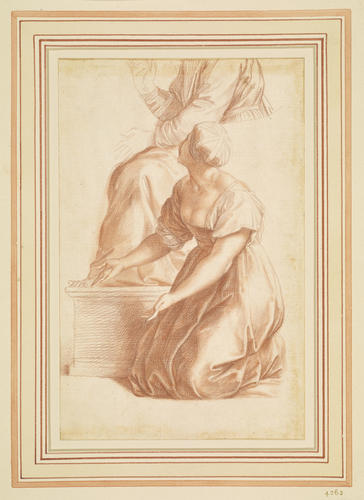 The Judgement of Solomon: woman kneeling at the foot of another figure The Judgement of Solomon: woman kneeling at the foot of another figure