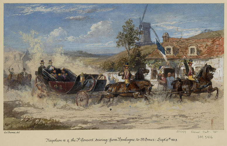Napoleon III driving with Prince Albert from Boulogne to St Omer, 6 September 1854