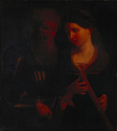A Soldier and a Girl Holding a Pipe