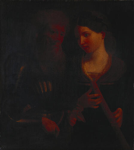 A Soldier and a Girl Holding a Pipe