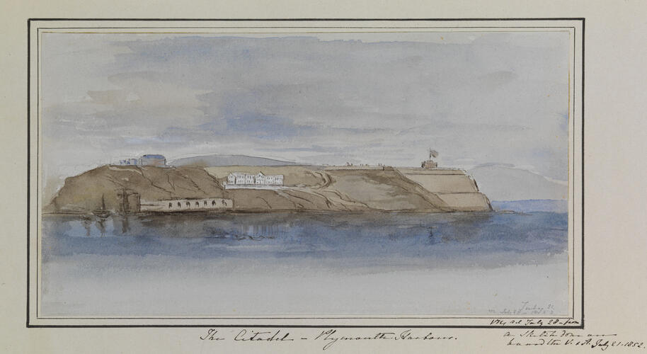 Master: Queen Victoria's Sketchbook 1848-1854
Item: The Citadel - Plymouth Harbour