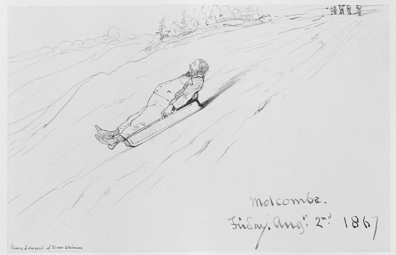 Prince Edward of Saxe-Weimar on a sledge