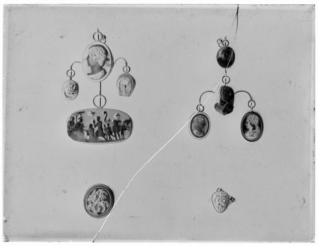 Glass plate negative of cameos Glass plate negative of cameos